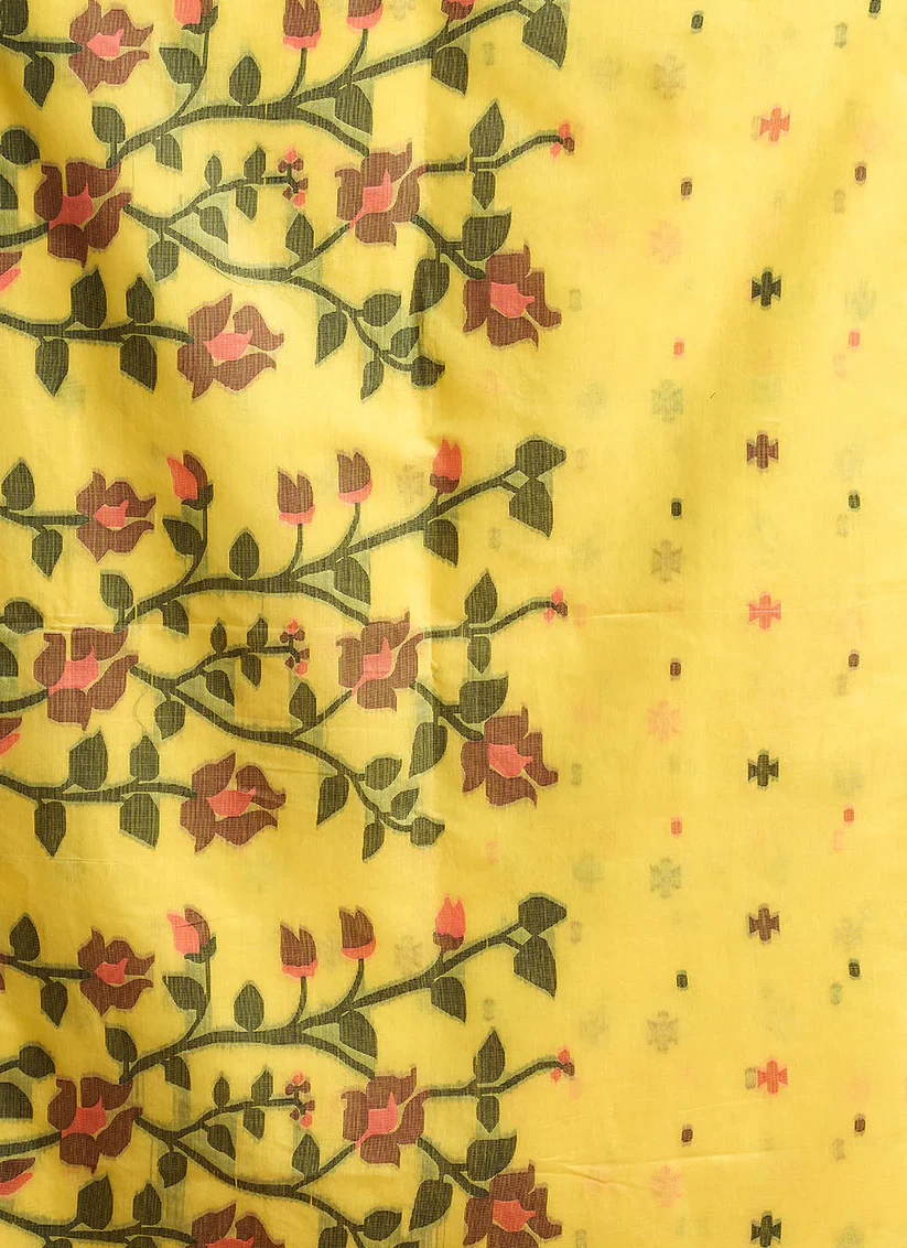 Floral Muga Cotton Jamdani Saree