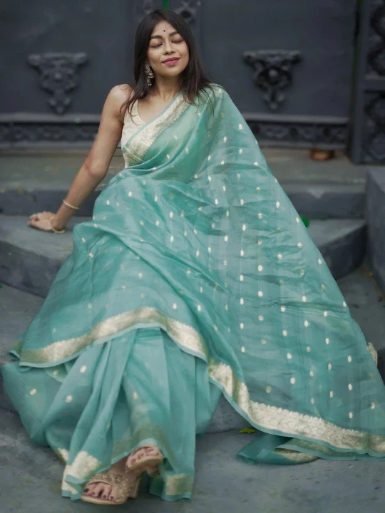 Ethnic Motifs Woven Design Banarasi Zari Saree