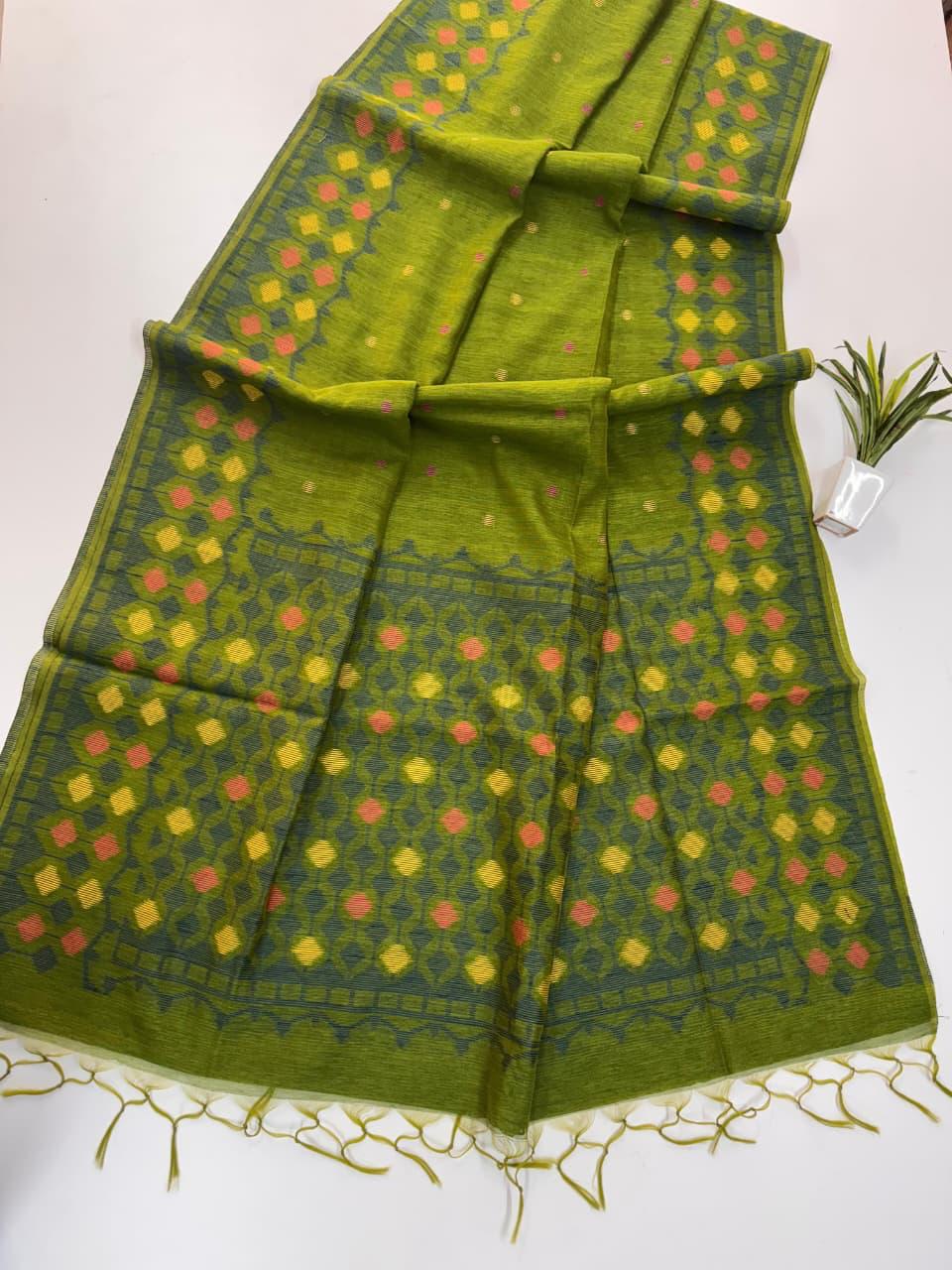 Jute Linen Jamdani Woven Saree