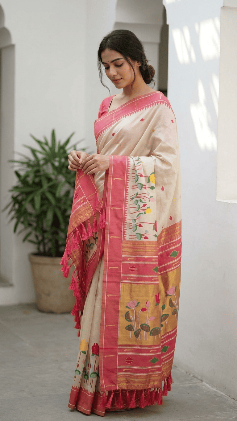 Floral Weave Paithani Silk Saree